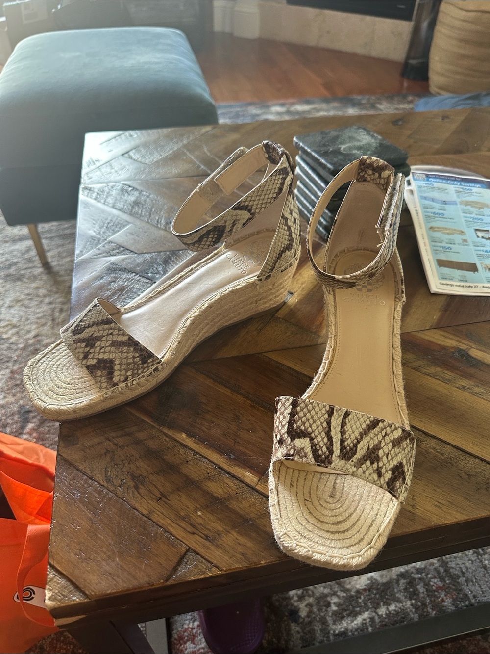 Vince Camuto Jesla Leather Espradrille Wedge Sandal 10